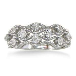  .05ct Antique Style Diamond Ring in Sterling Silver 