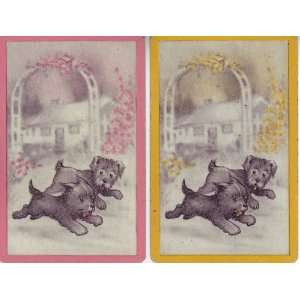    2 Single Vintage Puppy Dog Swap Playing Cards 