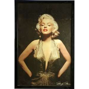  Marilyn Monroe   Gold Dress   Vintage Poster Wood Framed 