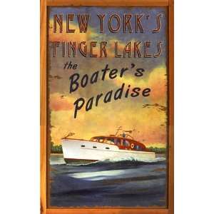     LARGE   Vintage Boat Sign   New York Finger Lakes 