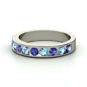  Decade Band, Sterling Silver Ring with Sapphire & Blue 
