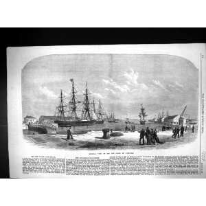  1868 View New Docks Millwall Ships Freehold Land Company 
