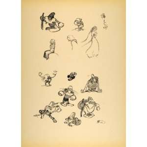  1948 Hurter Disney Cartoon Trolls Dwarfs Gnomes Print 