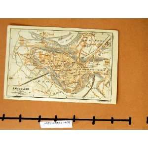  MAP 1906 COLOUR STREET PLAN ANGOULEME MARTIN AUSONE
