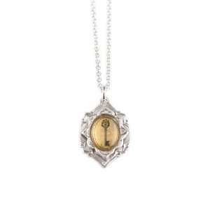   Anguis Sterling Silver & Gold Leaf Key Necklace Carmen de Anguis