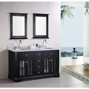 Design Element Imperial 60 Inch Double Sink Bathroom Vanity   Espresso