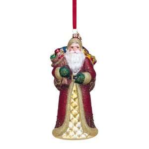 Reed & Barton Santa with Sack of Toys Blown Glass, Christmas Ornament