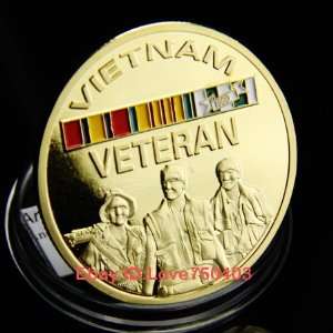  USMC Vietnam Veteran Gold plated Challenge Coin 671 