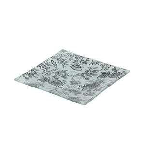 Black and White Floral Toile Glass Dinner/Serving Plate 