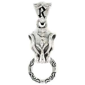  Head Pendant w/ Initial R on Bale, 1 5/16 in. (33mm) tall Jewelry