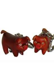   Pair Set (Two Red Brown Piggy),Lovely Hand Craft Item. Unique