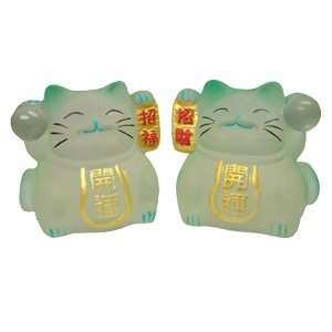  The Green Lucky Cats for Health   1.8  Feng Shui Figurines 