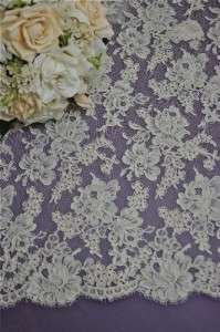 French Alencon Bridal Lace Fabric Light Ivory color 22 long by 36 