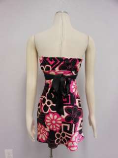 NWOT alice & trixie  Pink Black Floral Tie back strapless 