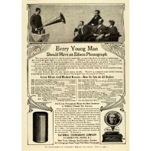 Ad National Phonograph Co Edison Phonograph Gramophone Vintage Antique 