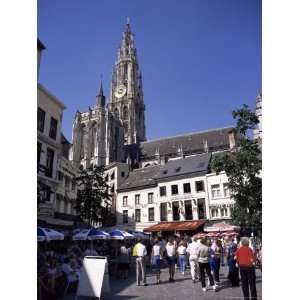 Spire and Part of the Cathedral from Groen Plaats, Antwerp, Belgium 
