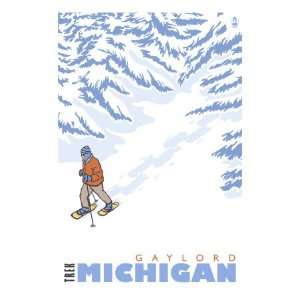  Stylized Snowshoer, Gaylord, Michigan Giclee Poster Print 