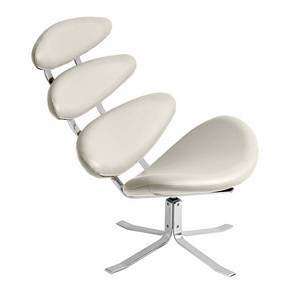  Nuevo Living   Venni Lounge Chair   White Naugahyde 