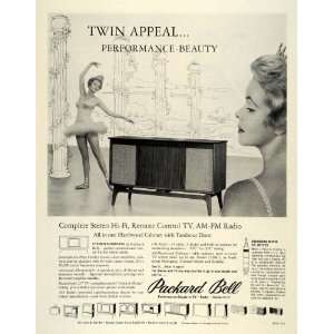 1959 Ad Packard Bell Hi Fi Stereo TV Tambour Door Hardwood Radio Amp 