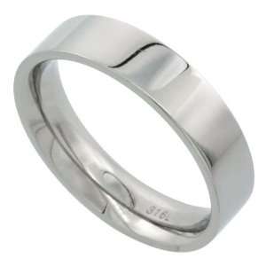  Surgical Steel 5mm Flat Wedding Band Thumb Ring Comfort 