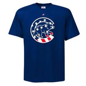  Men`s Chicago Cubs Stars and Stripes Logo T Shirt Sports 