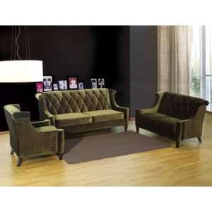  3 PC Barrister Green Velvet Sofa Set
