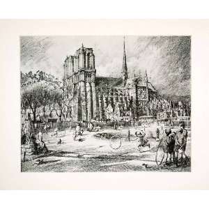  1941 Photogravure Geyer Paris France Notre Dame Cathedral 