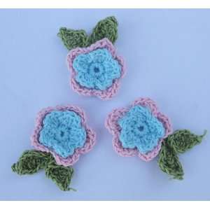   /Blue Flower with Leave Crochet Appliques CR63 Arts, Crafts & Sewing