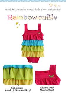 NWT Newborn & Babys Cute Bodysuit  Rainbow Ruffle   