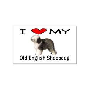  I Love My Old English Sheepdog Rectangular Sticker 