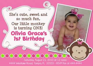 MONKEY TURTLE 1ST 2ND 3RD BIRTHDAY INVITATIONS  