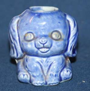 Vintage Blue Beagle Pottery Pencil Holder Figurine OLD  
