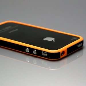 Orange / Black Bumper Case for Apple iPhone 4 [Total 60 Colors] +Free 