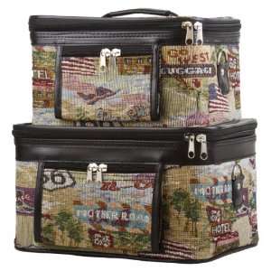  Route 66 Cosmetic Makeup Train Case Box   Set of Two 