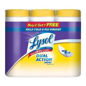  Lysol Dual Action Disinfecting Wipes, Citrus, 35 Wipes, 3 