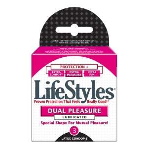 LifeStyles Extra Pleasure Brand 1303 Dual Pleasures Condoms   3 Count