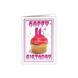    16th Birthday, cake stars pink, cup cake Card Toys & Games