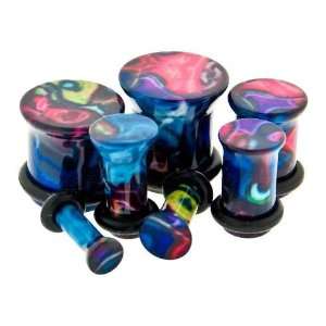 00G (10MM) Floral Tie Dye Pattern Acrylic Single Flare Plug with O 