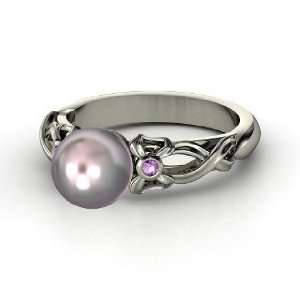  Pearl Ribbon Ring, Lavender Cultured Pearl Sterling Silver 