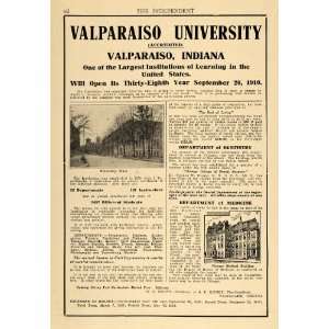  1910 Ad Valparaiso University Indiana Campus Institute 