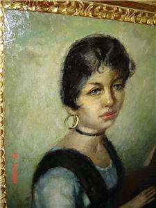 SPAIN José Ventosa Domenech SIGN Portrait Oil painting  
