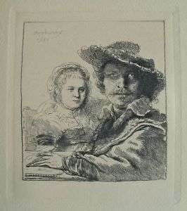 REMBRANDT Amand Durand Plate Signed Etching SELF PORTRAIT WITH SASKIA 