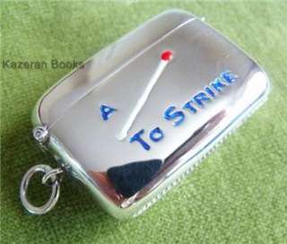 Solid Silver & Enamel Matchsafe Vesta Match To Strike  