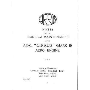  Cirrus A.D.C. Aircraft Engine Service Manual Cirrus A.D.C 