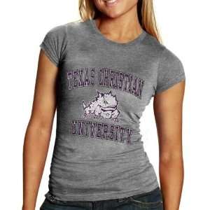   Texas Christian Horned Frogs (TCU) Ladies Ash Big Arch N Logo T Shirt