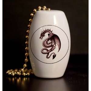 Snake Dragon Porcelain Fan / Light Pull