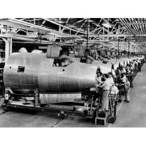 Men Assemble Aircraft at a Chrysler Bomber Plant, 1943 Photographic 