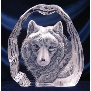  Intaglio Engraved Wolf Head Sculpture