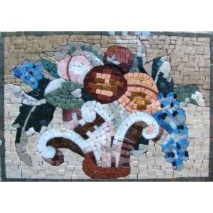  14x14 Flower Mosaic Pattern Art Tile Accent Piece Insert 