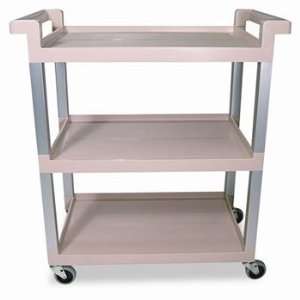 New   Service Cart w/Brushed Aluminum Upright, 3 Shelf, 16 1/4w x 31 1 